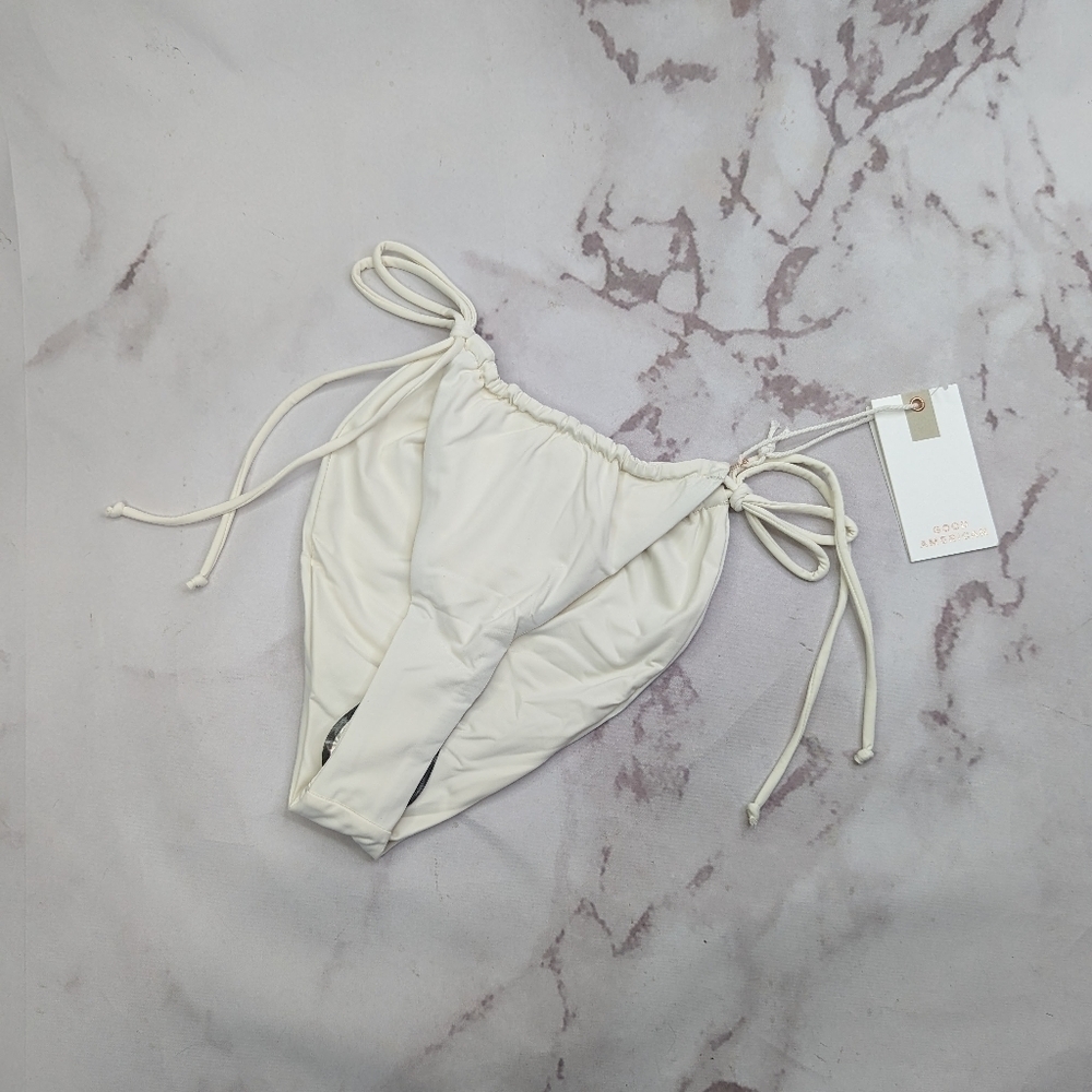 Good American Swim Bottom Women Ivory White Tiny Ties Bikini Swimsuit